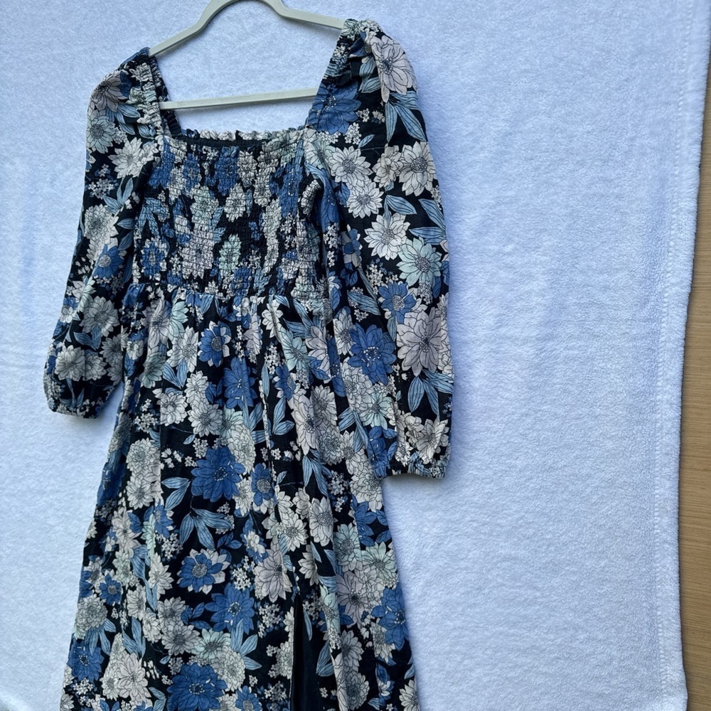 J. Crew Blue and White Floral Long Sleeve Dress size SP - Picture 9 of 15